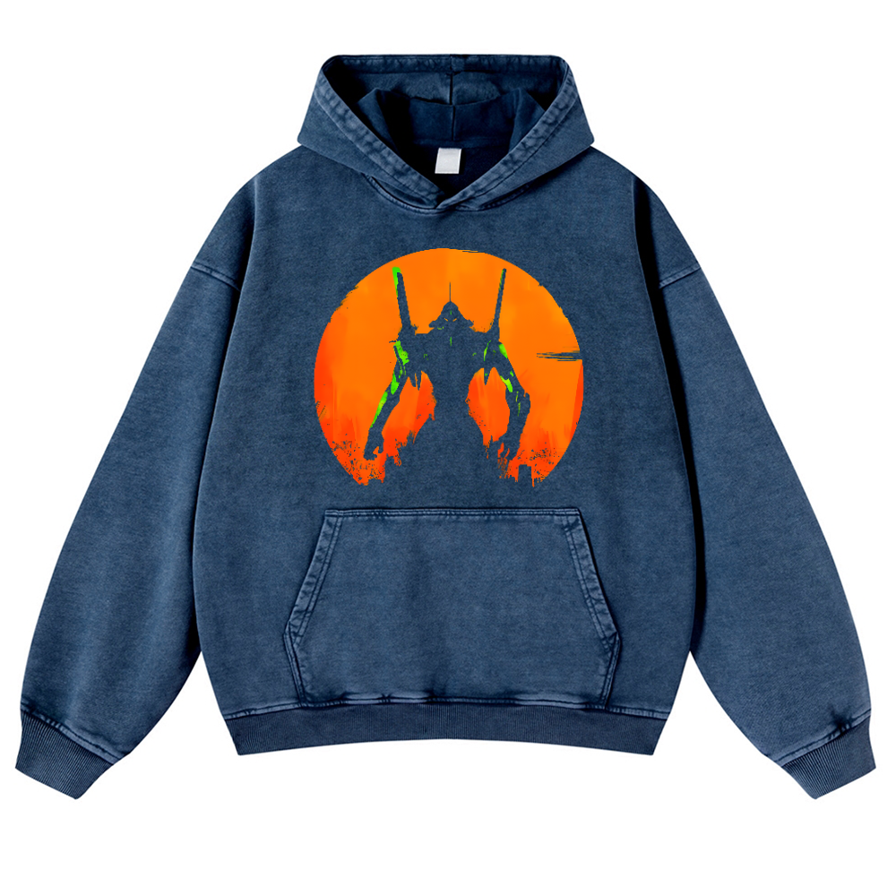 Evangelion Vintage Washed Thick Cotton Hoodie