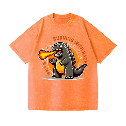 Burning Godzilla Vintage Wash Japanese Design T-Shirt