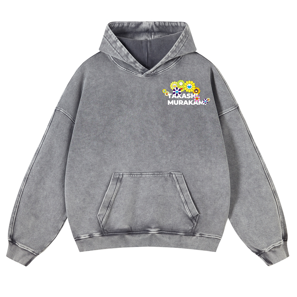 TM Flower Vintage Washed Cotton Back Art Hoodie