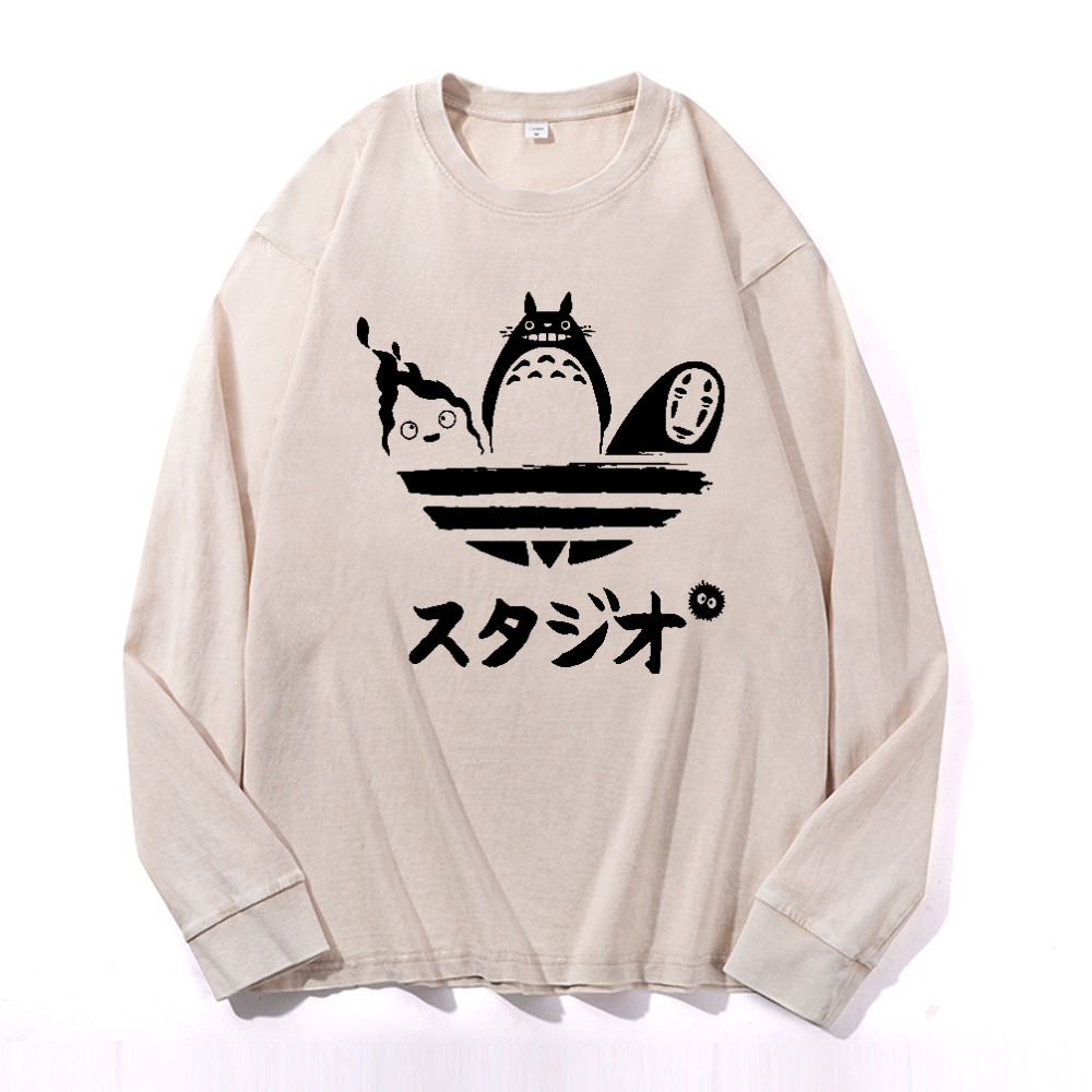 Ghibli Vintage Cotton Wash Crewneck Sweatshirt