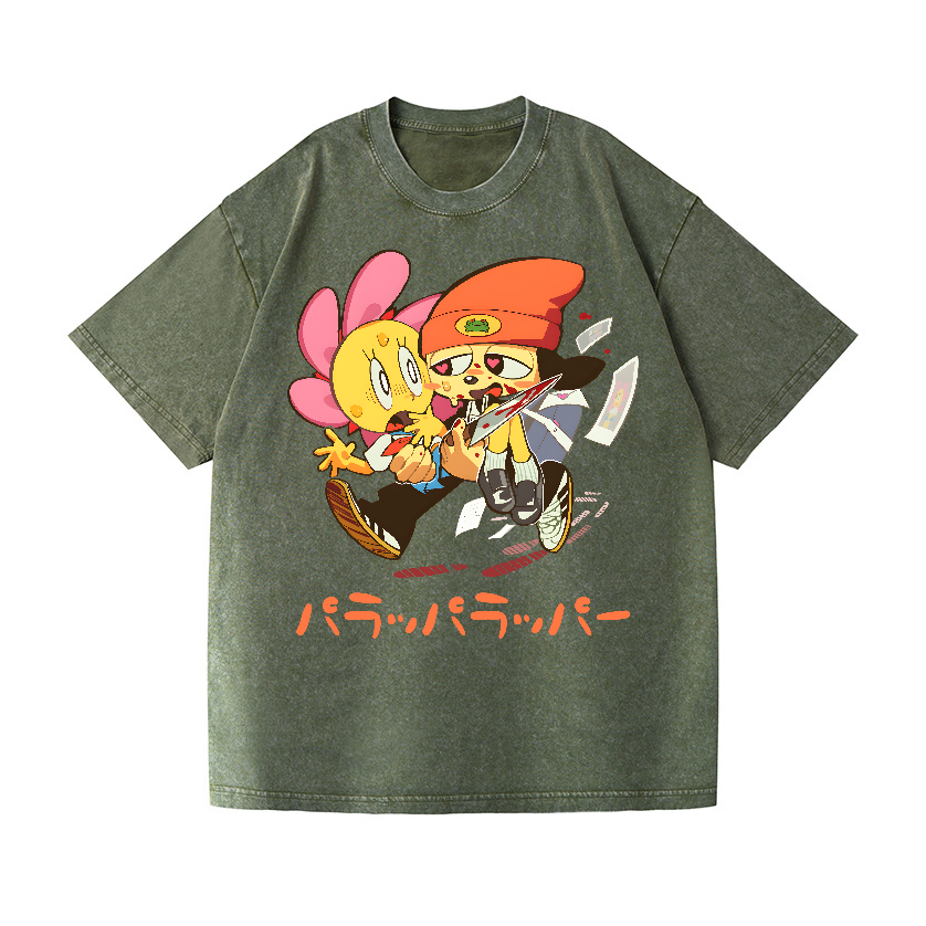 PaRappa the Rapper Vintage Wash Japanese Design T-Shirt