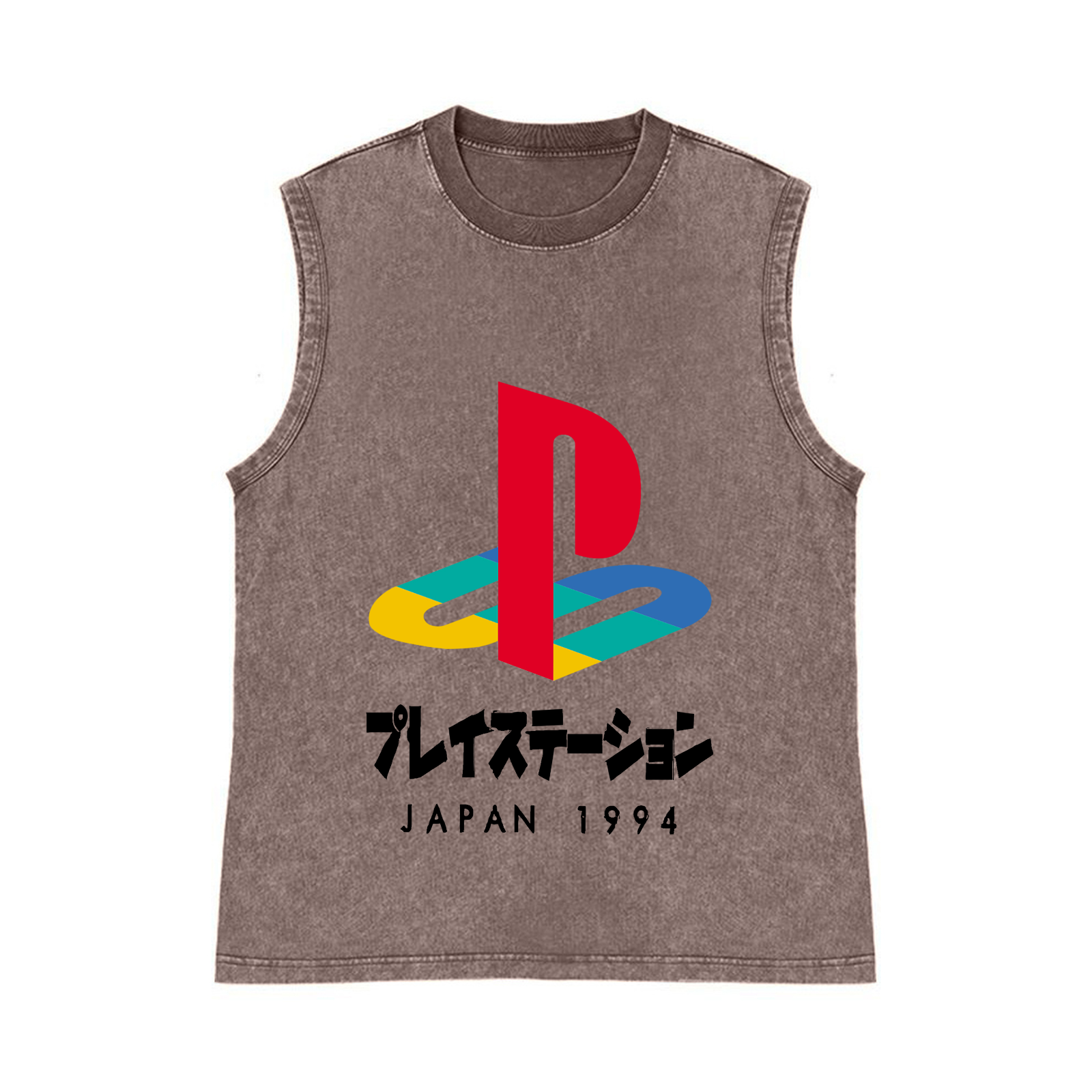 Play Station Pure Cotton Wash-Dyed Sleeveless Tank Top