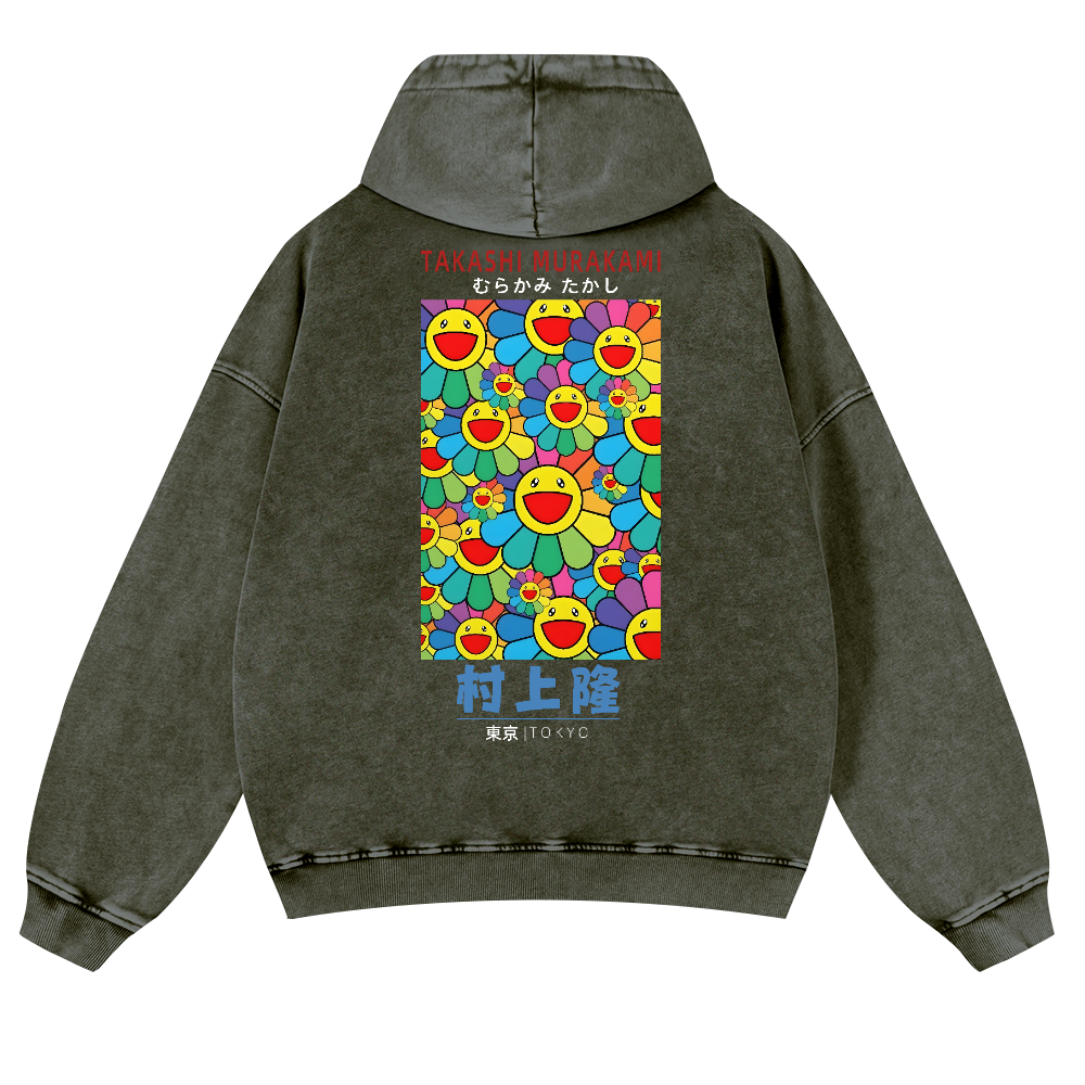 TM Sunflower Vintage Washed Cotton Back Art Hoodie