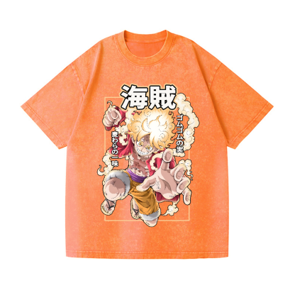 OP Luffy Gear 5 Vintage Wash Japanese Design T-Shirt