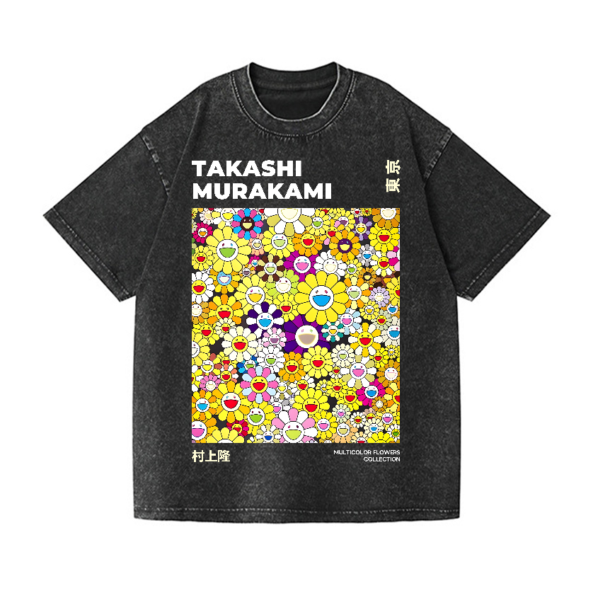 Takashi Murakami Flower Vintage Wash Japanese Design T-Shirt