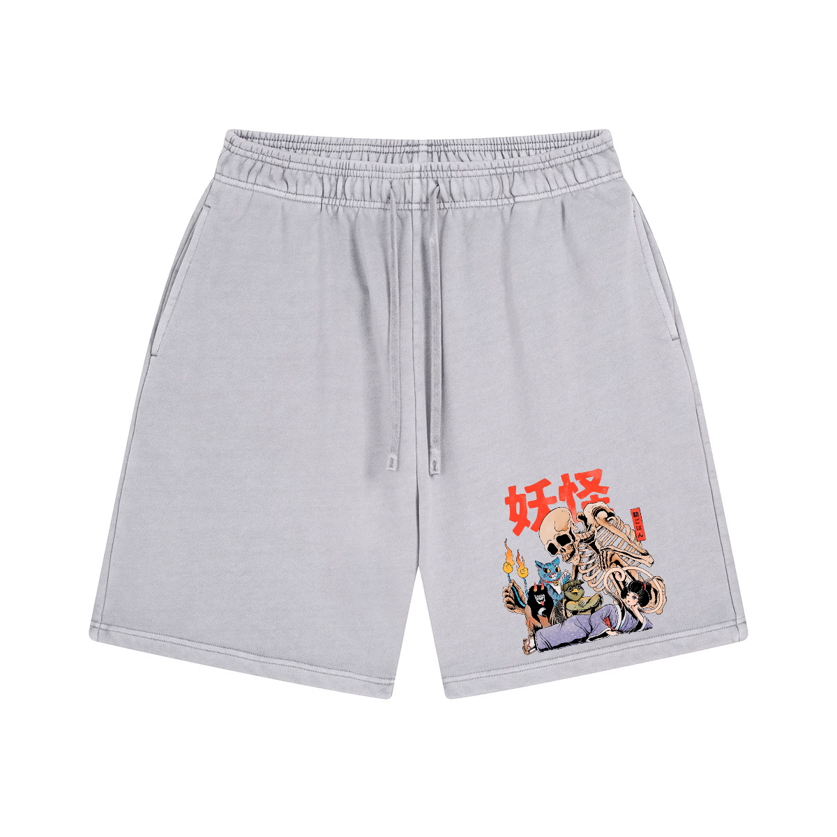 Utagawa Kuniyoshi Yokai Vintage Washed Cotton Shorts