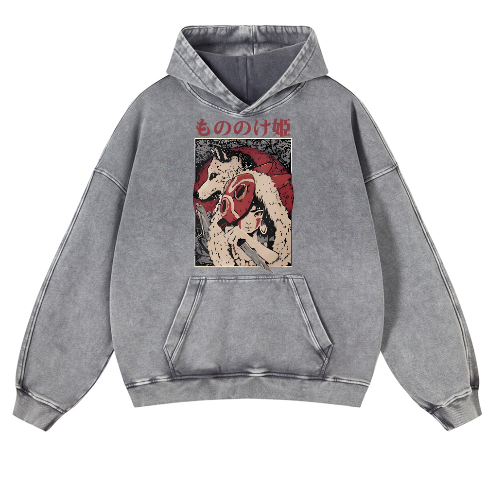 Ghibli Vintage Washed Thick Cotton Hoodie
