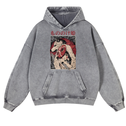 Ghibli Vintage Washed Thick Cotton Hoodie