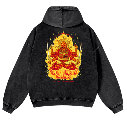 Wu Tang Clan Vintage Washed Cotton Back Art Hoodie