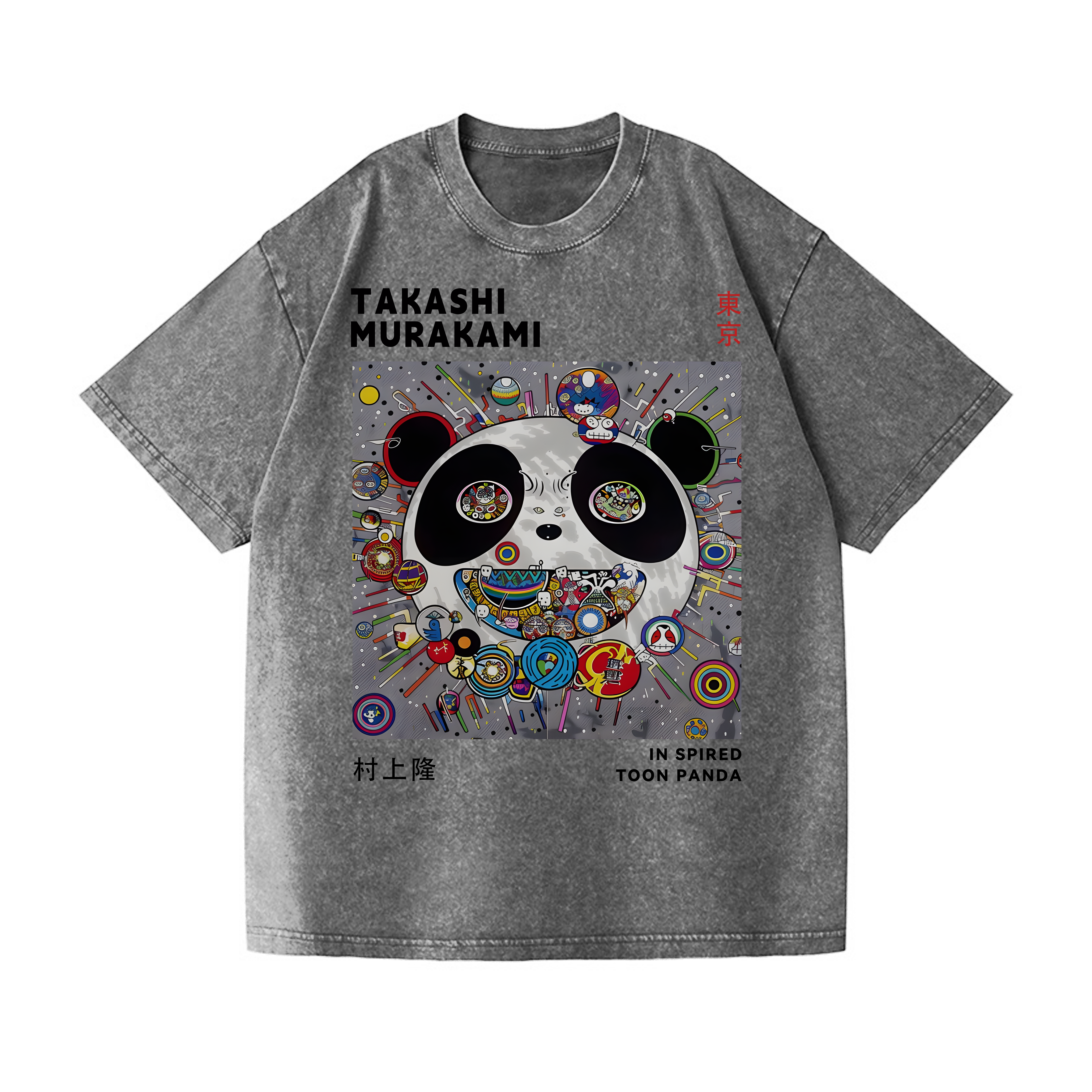 TM Panda Vintage Wash Japanese Design T-Shirt