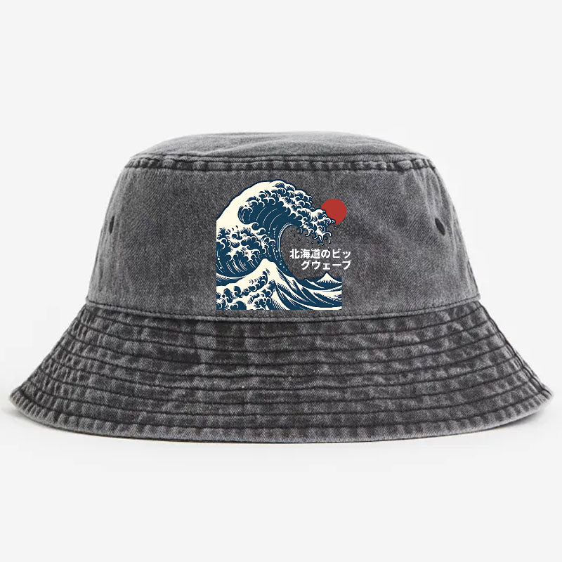 The Great Wave  Katsushika Hokusai Vintage 100% Cotton Bucket Hat