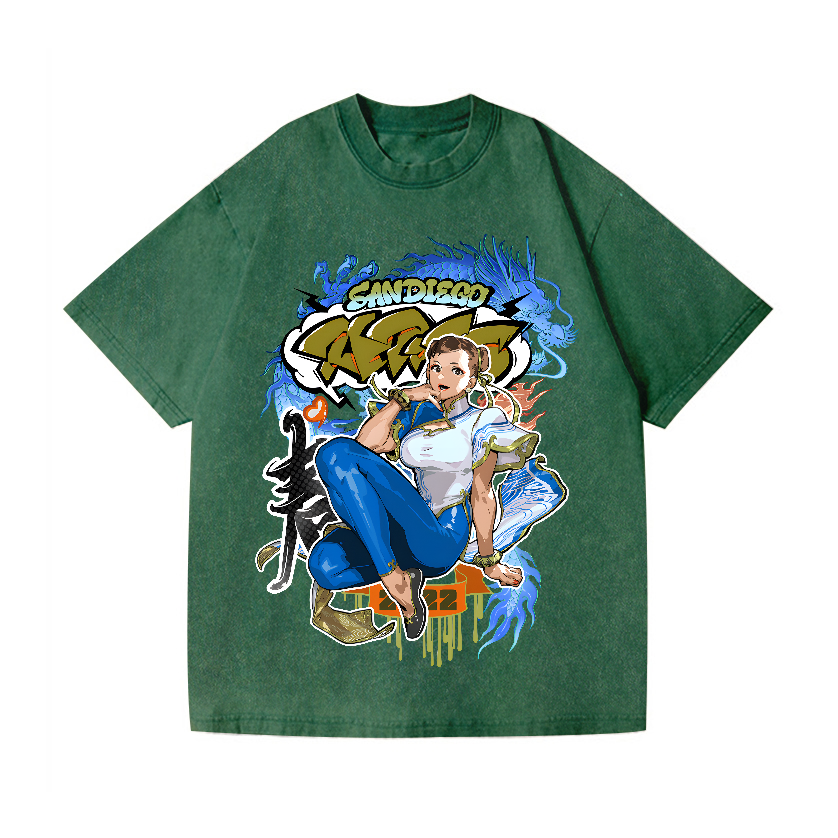 Street Fighter Chun Li Vintage Wash Japanese Design T-Shirt
