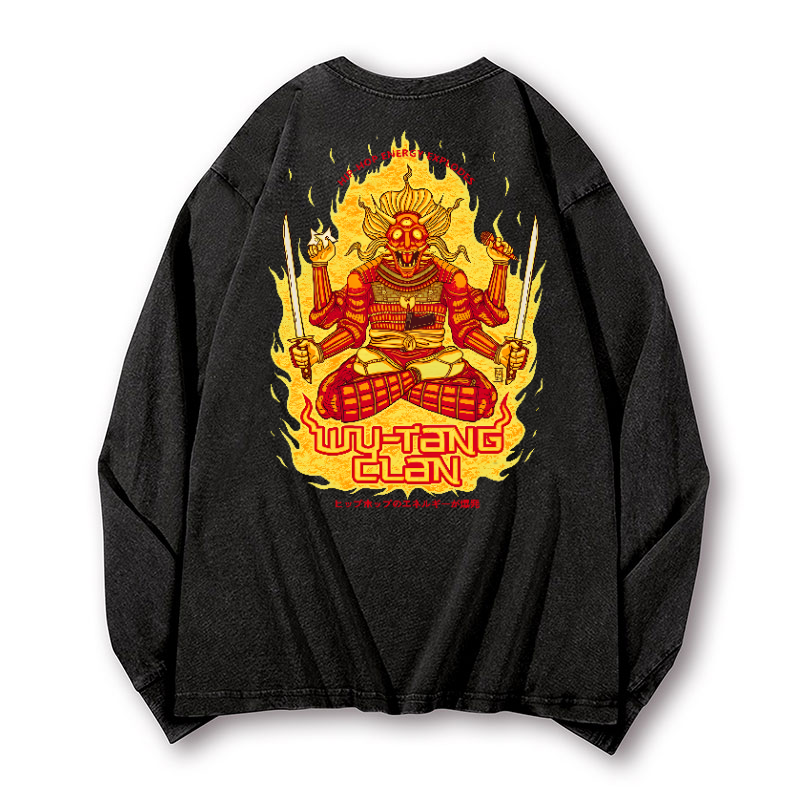 Wu Tang Clan Vintage Washed Cotton Back Art Long-sleeve T-shirt