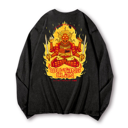 Wu Tang Clan Vintage Washed Cotton Back Art Long-sleeve T-shirt