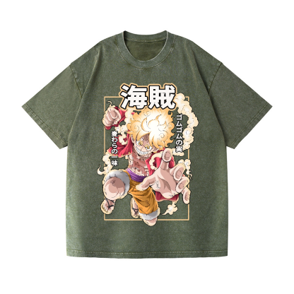 OP Luffy Gear 5 Vintage Wash Japanese Design T-Shirt