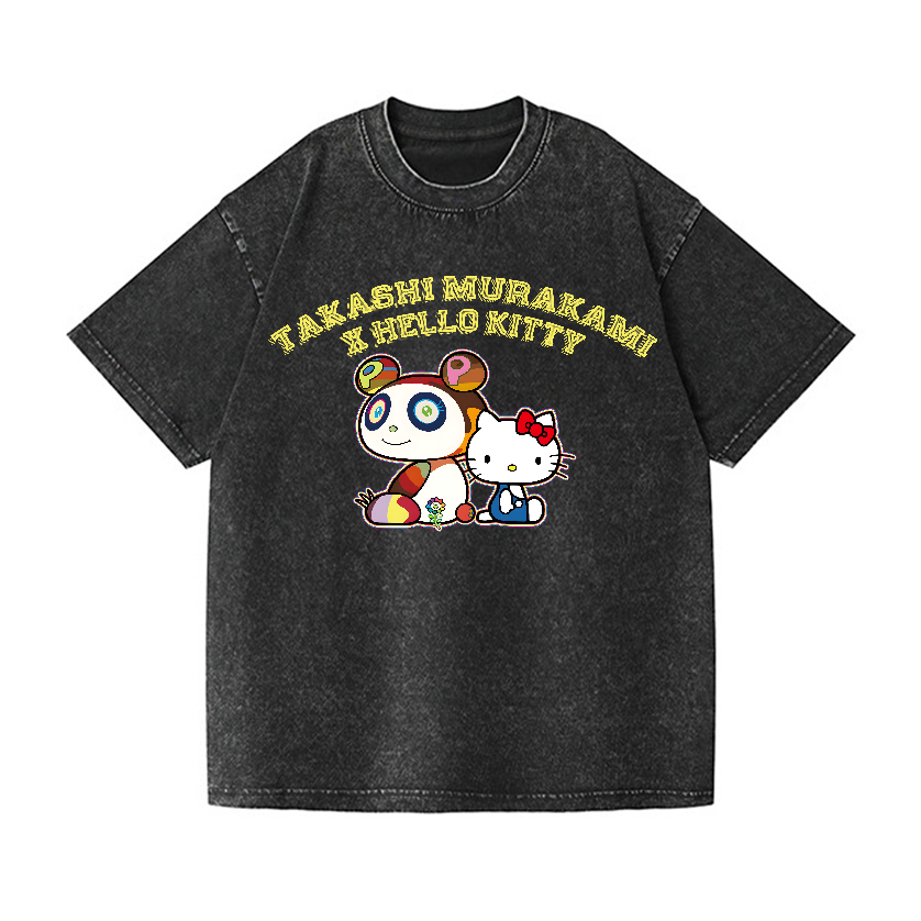 Japan Sunflower Panda TM Vintage Wash Japanese Design T-Shirt