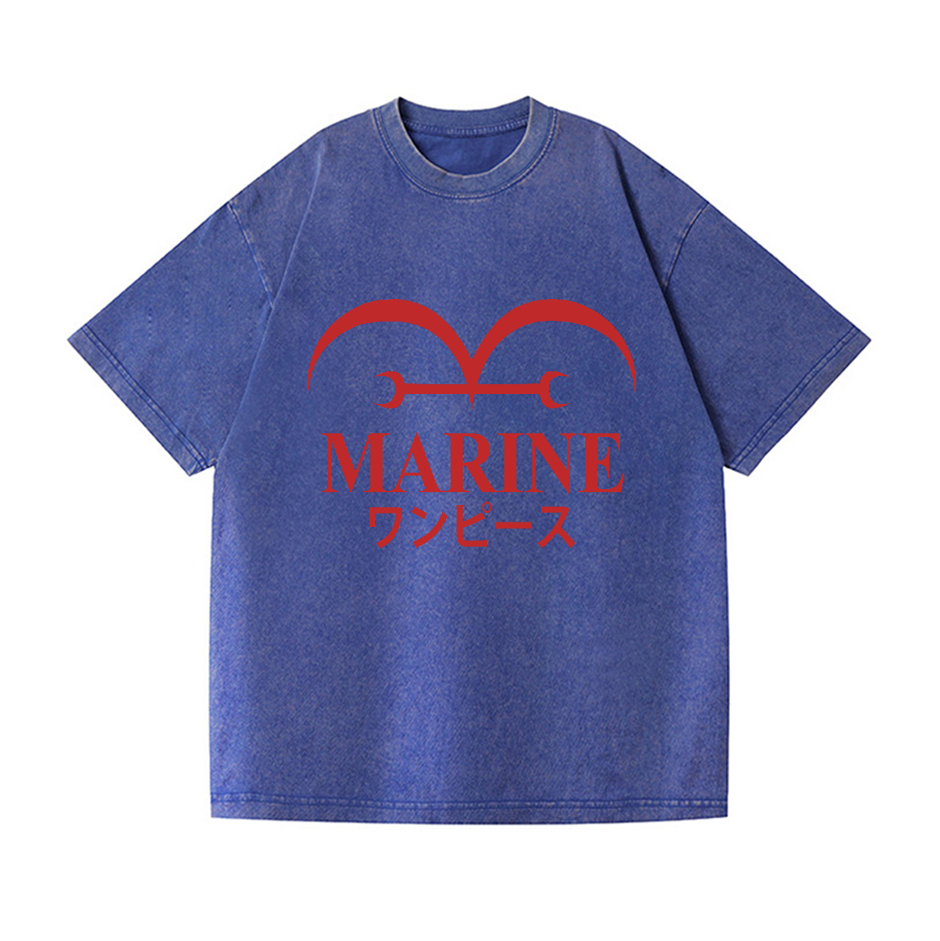 One Piece Marine Vintage Wash Japanese Design T-Shirt