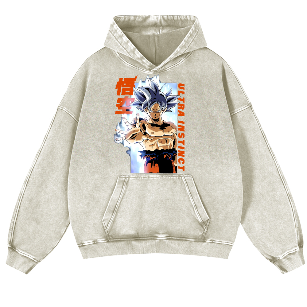 DB Son Goku Ultra Instinct Vintage Washed Thick Cotton Hoodie