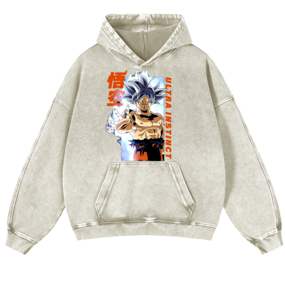 DB Son Goku Ultra Instinct Vintage Washed Thick Cotton Hoodie