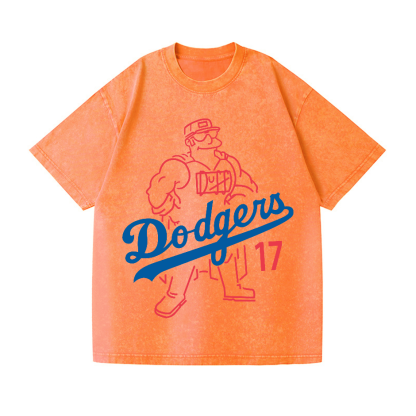 Duffman Dodgers Baseball Vintage Wash Japanese Design T-Shirt