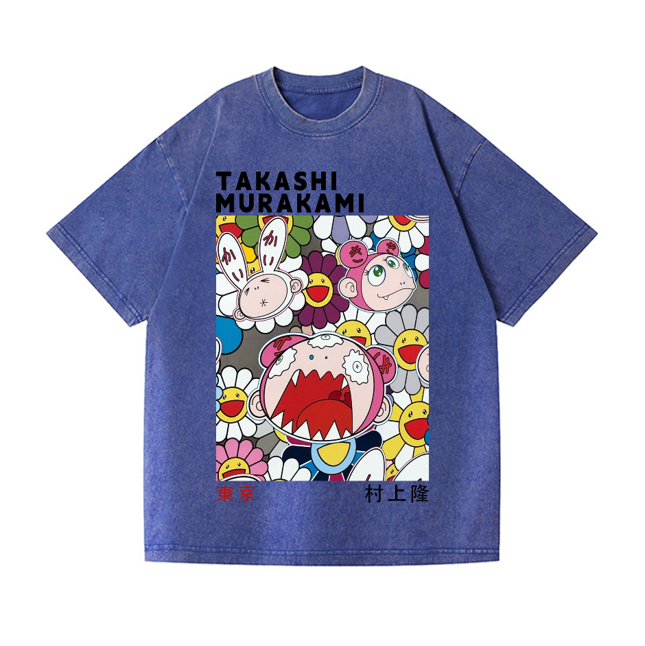 Rabbit Flower TM Vintage Wash Japanese Design T-Shirt