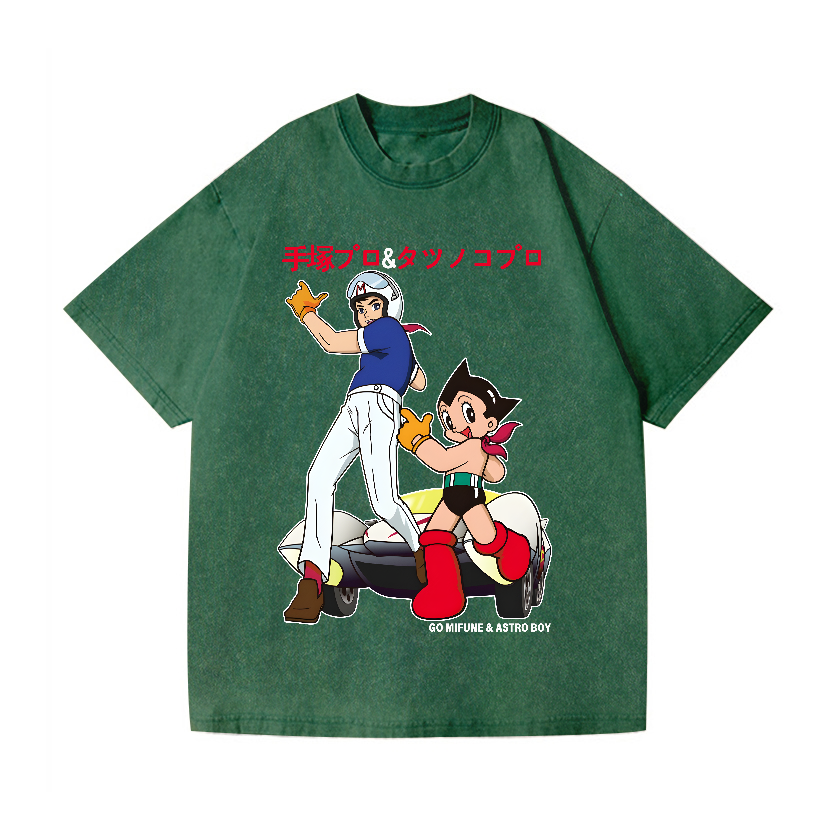 Speed Racer Astro Boy Vintage Wash Japanese Design T-Shirt