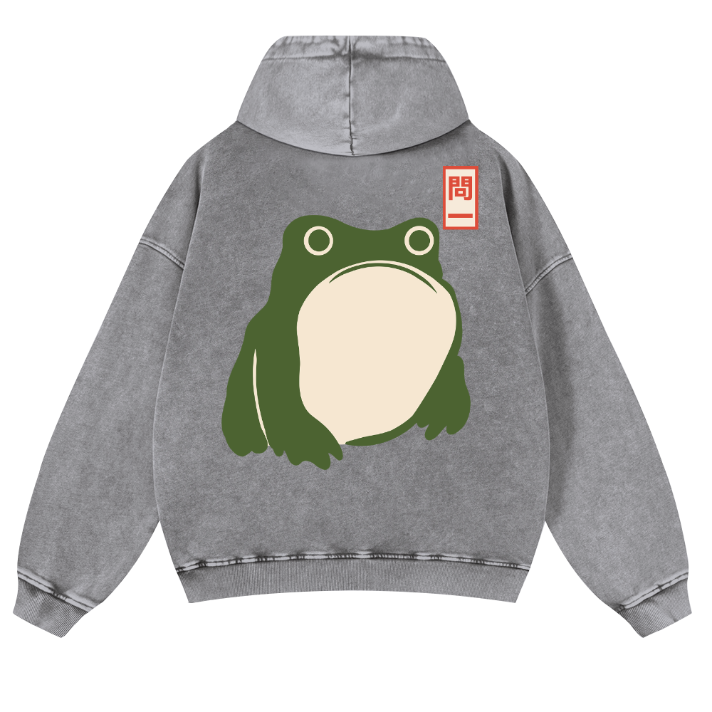 Matsumoto Hoji Frog Vintage Washed Cotton Back Art Hoodie