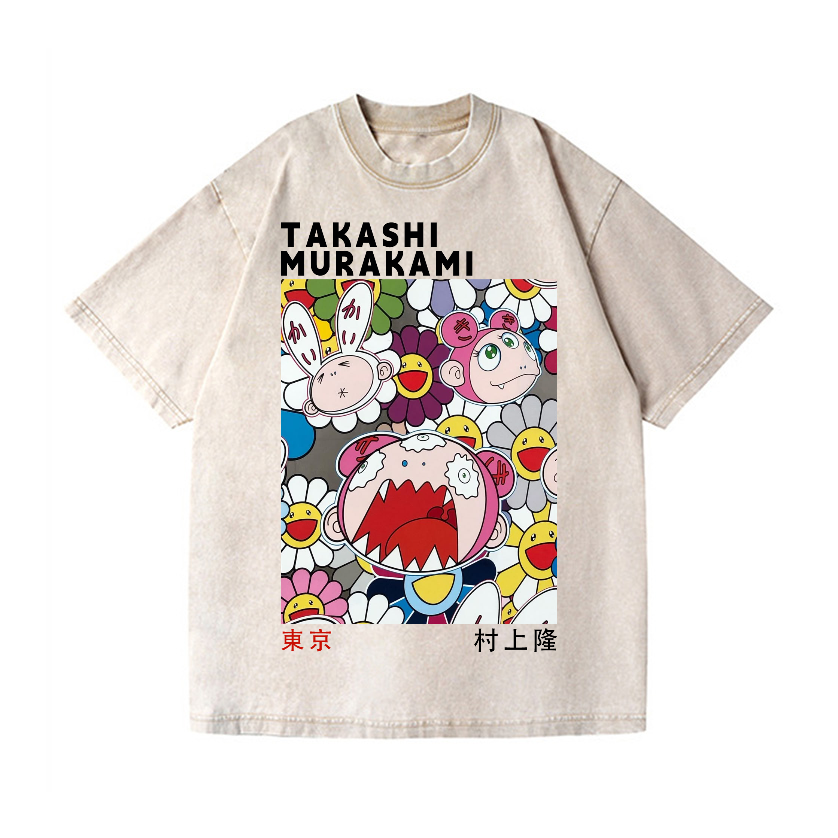 Rabbit Flower TM Vintage Wash Japanese Design T-Shirt