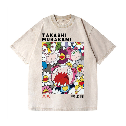 Rabbit Flower TM Vintage Wash Japanese Design T-Shirt