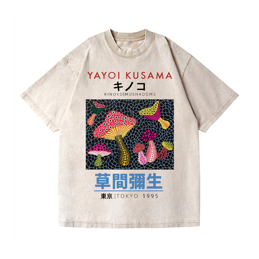 Yayoi Kusama Mushroom Vintage Wash Japanese Design T-Shirt