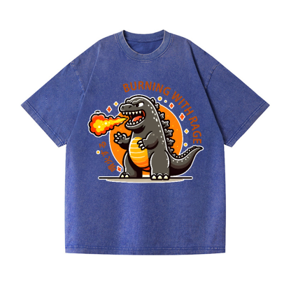 Burning Godzilla Vintage Wash Japanese Design T-Shirt