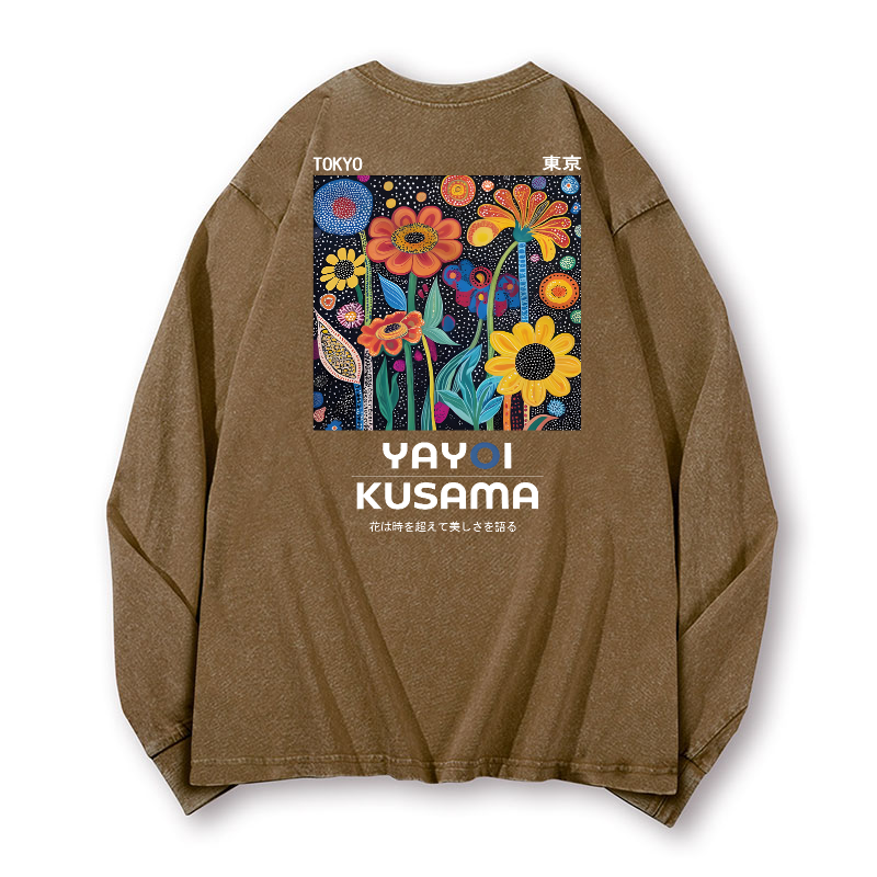 Yayoi Kusama Vintage Washed Cotton Back Art Long-sleeve T-shirt