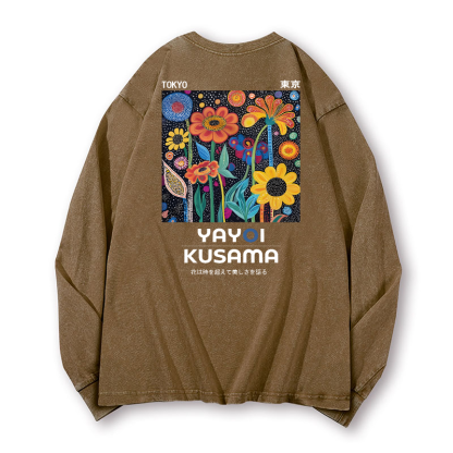 Yayoi Kusama Vintage Washed Cotton Back Art Long-sleeve T-shirt