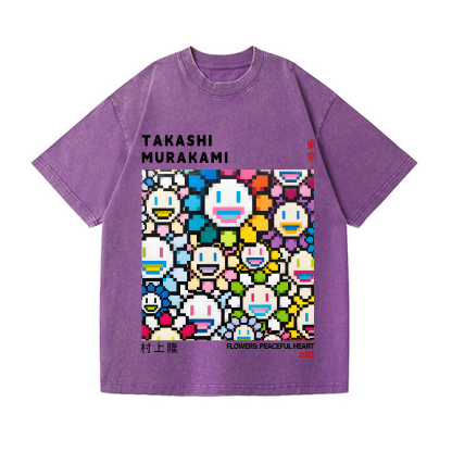TM Mosaic Sunflower Vintage Wash Japanese Design T-Shirt
