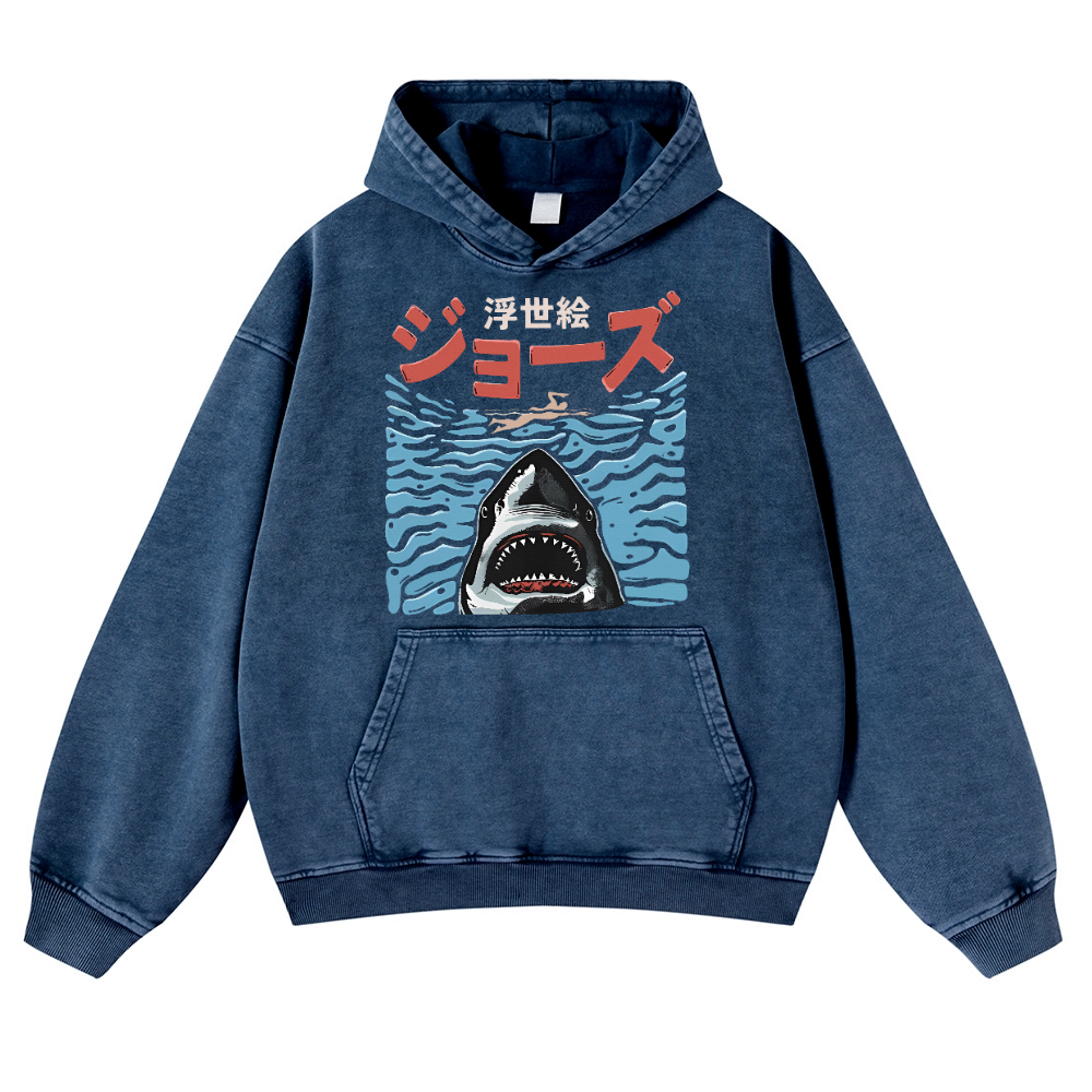 Jaws Vintage Washed Thick Cotton Hoodie