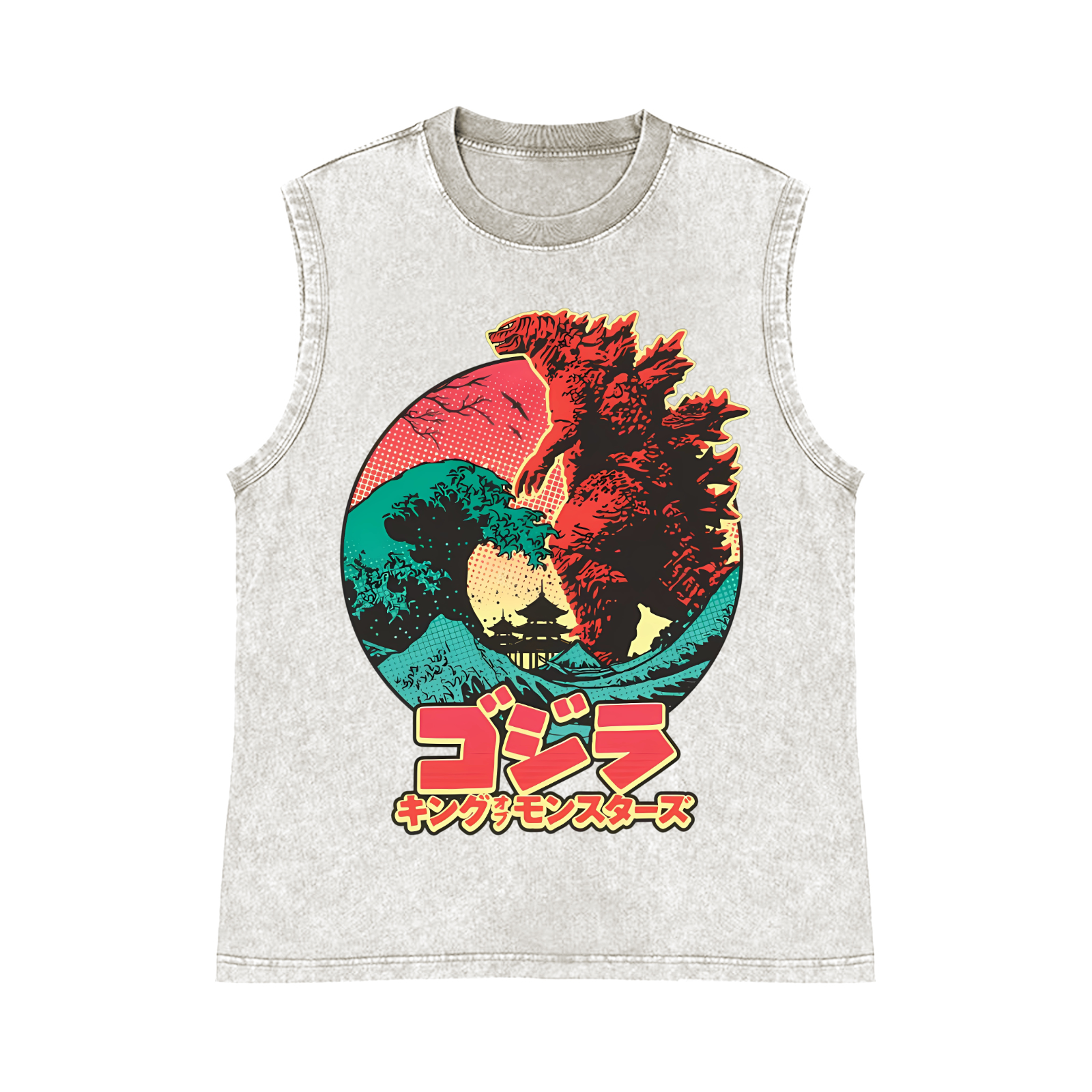 Kaiju Pure Cotton Wash-Dyed Sleeveless Tank Top