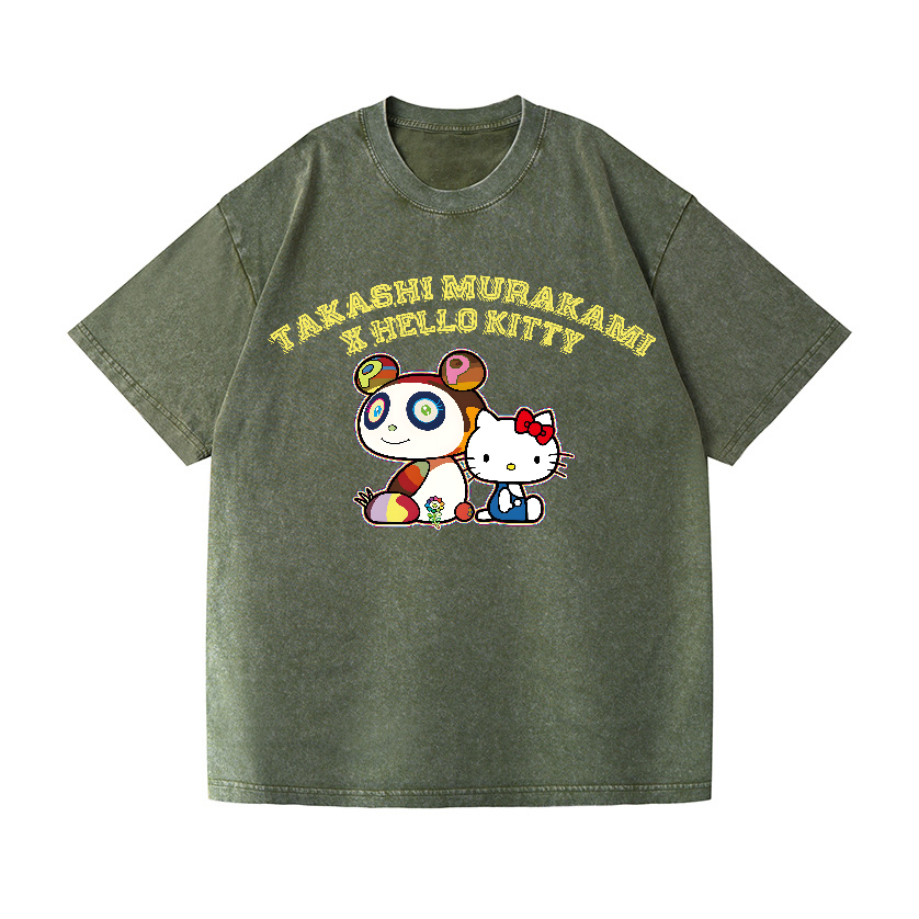 Japan Sunflower Panda TM Vintage Wash Japanese Design T-Shirt