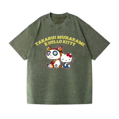 Japan Sunflower Panda TM Vintage Wash Japanese Design T-Shirt