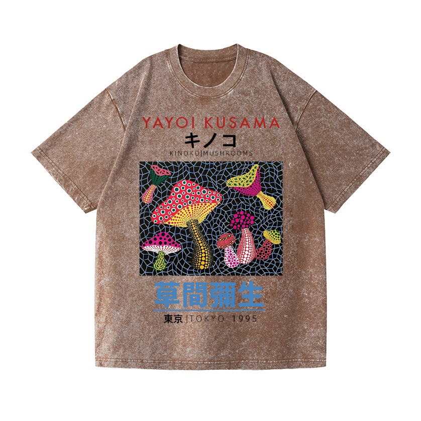 Yayoi Kusama Mushroom Vintage Wash Japanese Design T-Shirt