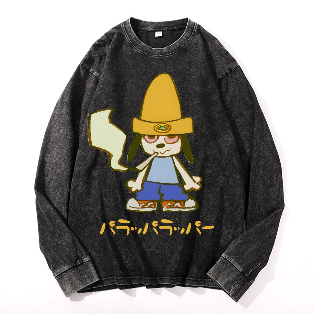 PaRappa the Rapper Vintage Cotton Wash Long-sleeve T-shirt
