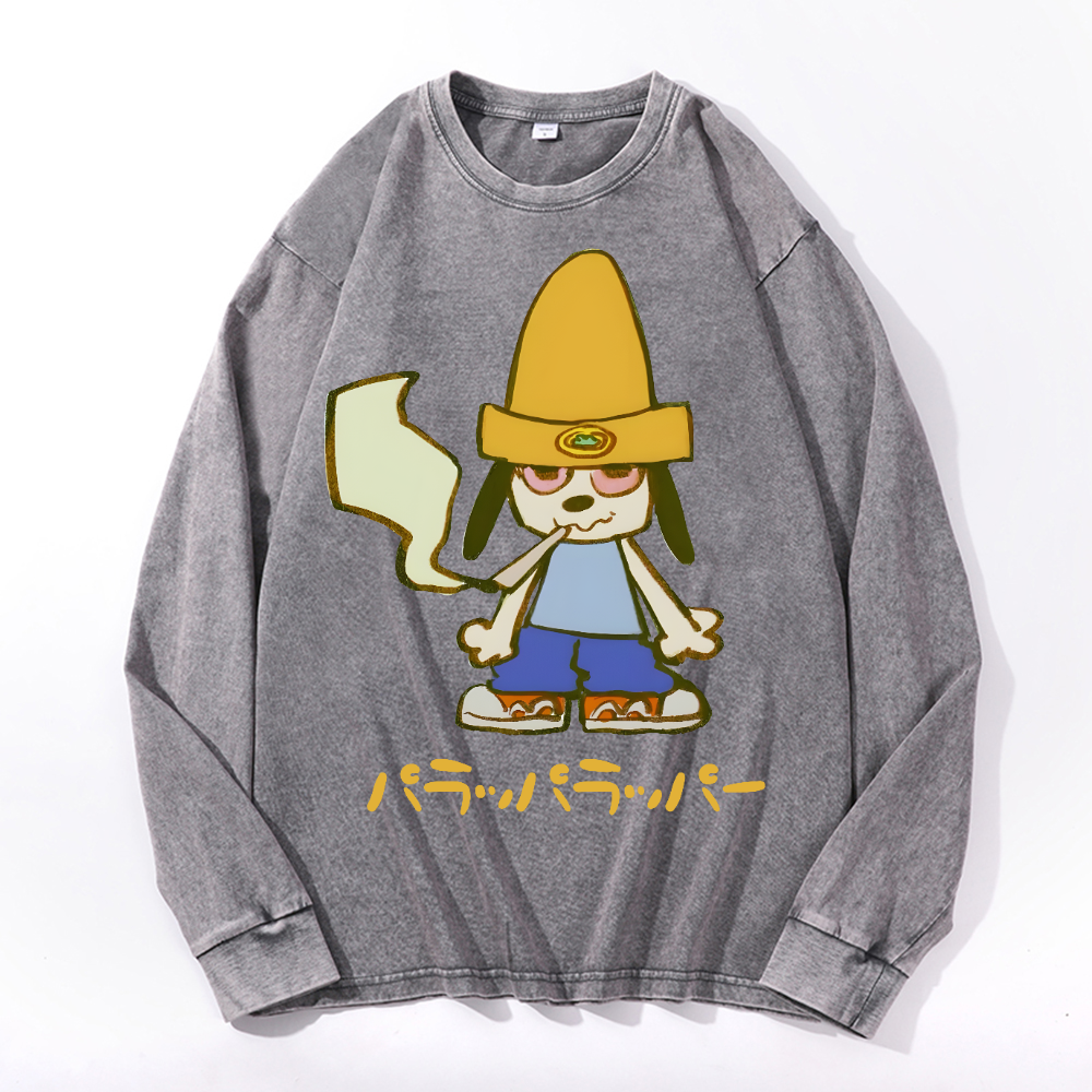 PaRappa the Rapper Vintage Cotton Wash Long-sleeve T-shirt