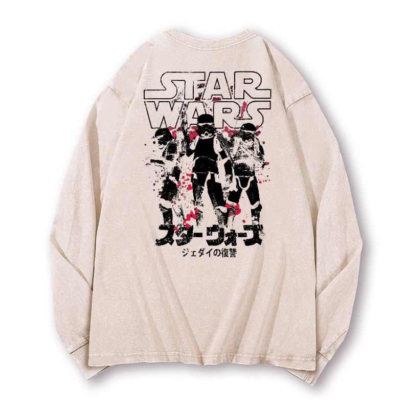 Star Wars Storm Trooper Vintage Washed Cotton Back Art Long-sleeve T-shirt