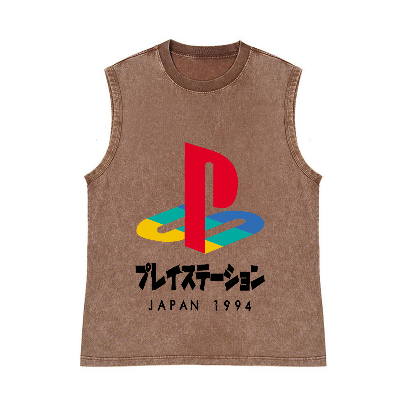 Play Station Pure Cotton Wash-Dyed Sleeveless Tank Top