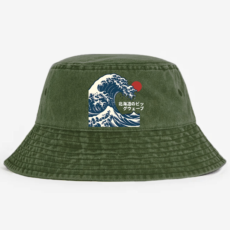 The Great Wave  Katsushika Hokusai Vintage 100% Cotton Bucket Hat