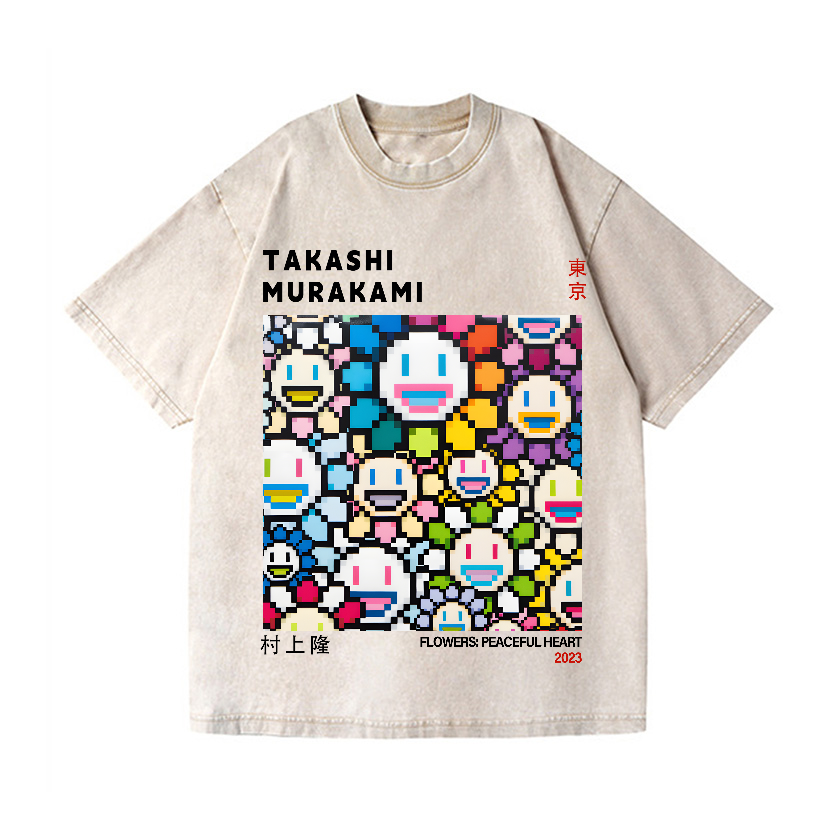 TM Mosaic Sunflower Vintage Wash Japanese Design T-Shirt