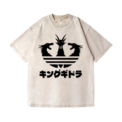 King Ghidorah Kaiju Vintage Wash Japanese Design T-Shirt