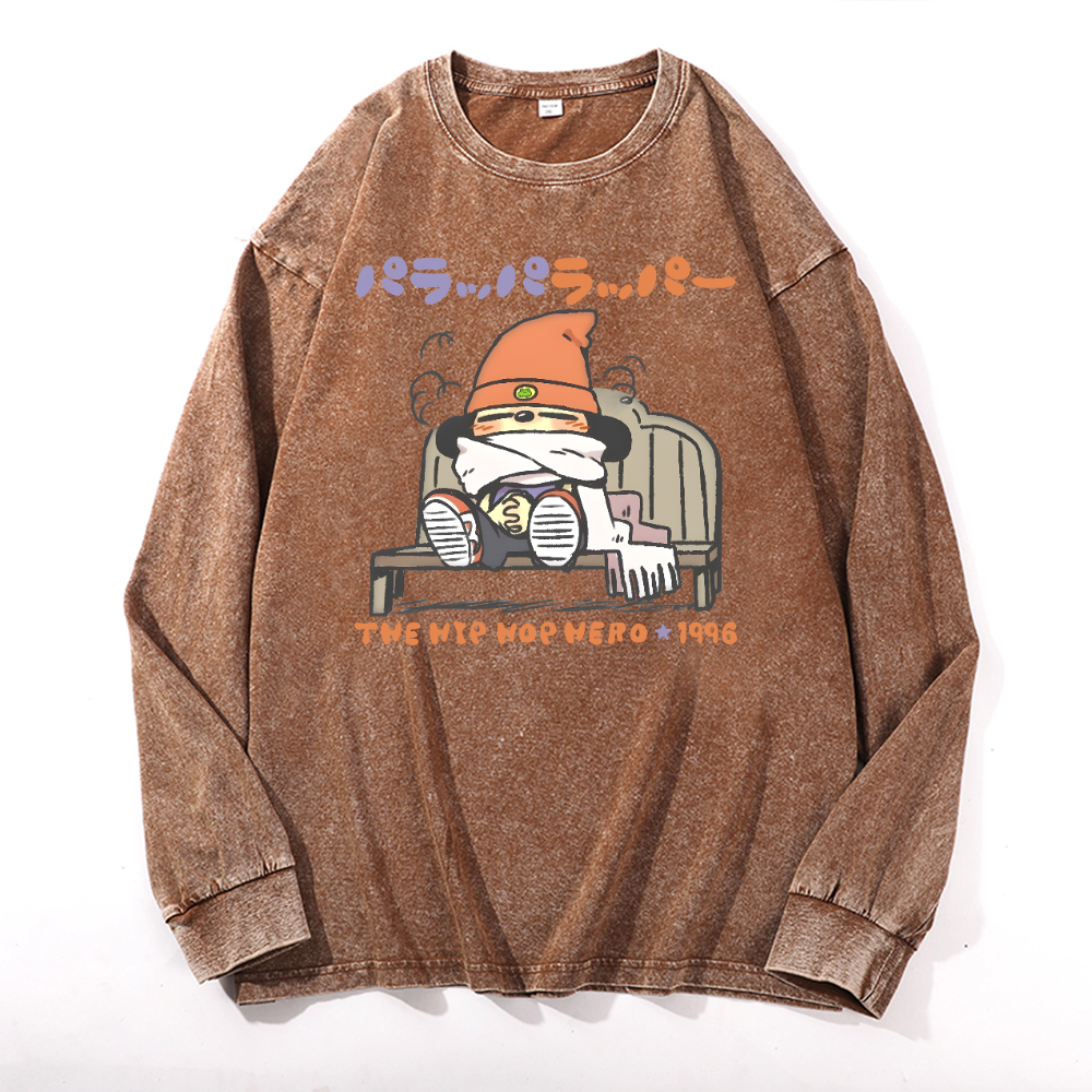 PaRappa the Rapper Vintage Cotton Wash Long-sleeve T-shirt