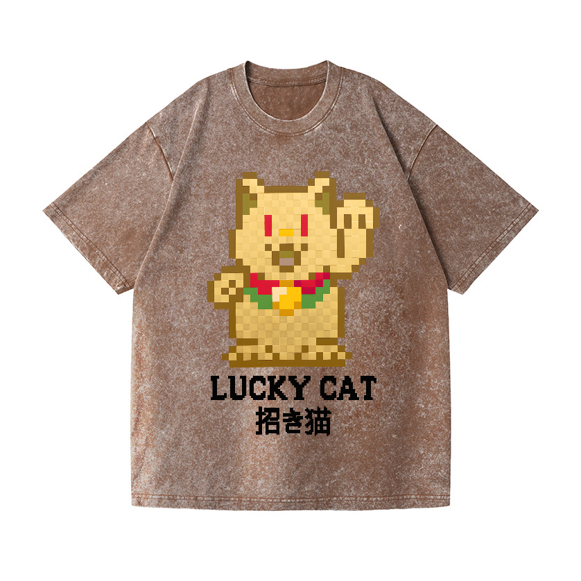 Lucky Cat Vintage Wash Japanese Design T-Shirt