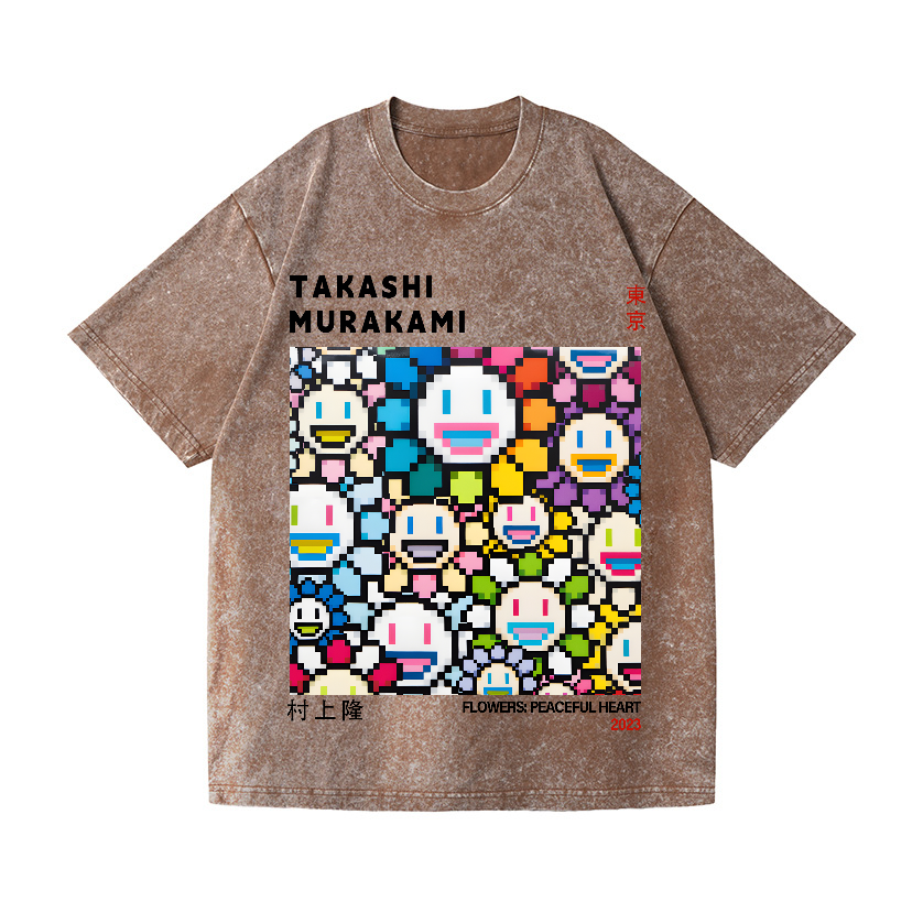 TM Mosaic Sunflower Vintage Wash Japanese Design T-Shirt