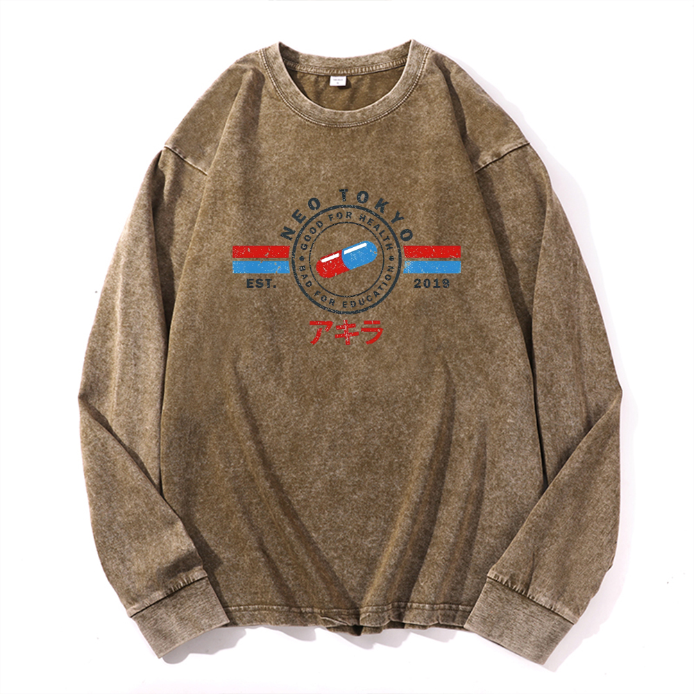 Akira Vintage Cotton Wash Crewneck Sweatshirt